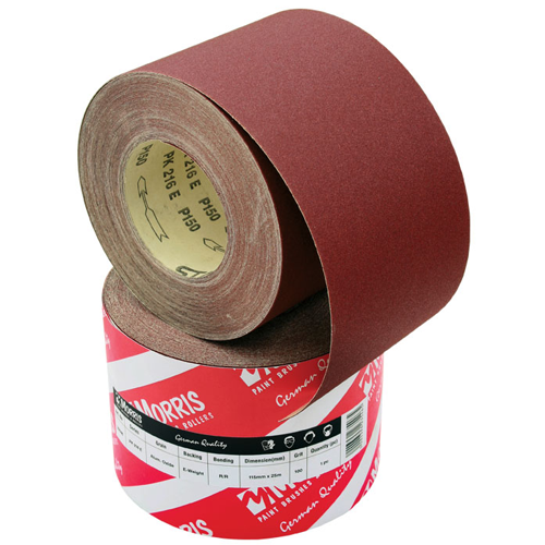 ABRASIVE ROLL,RED,MORRIS 115MMX25M GRIT 150 PK216E