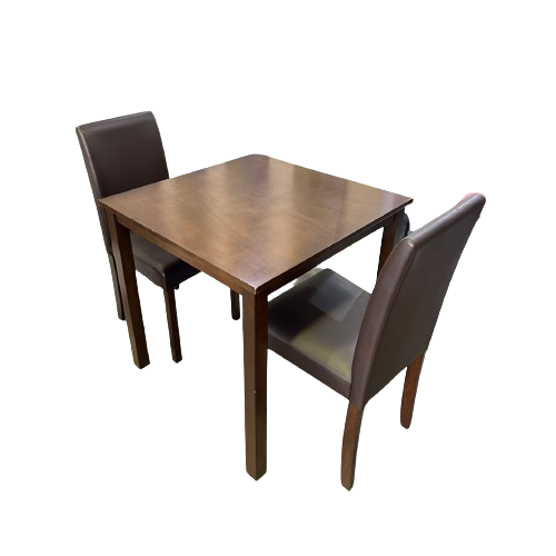 DINNING SET-MDF VENEER TOP+PVC BROWN COVERED LEGS(75*75*74cm)